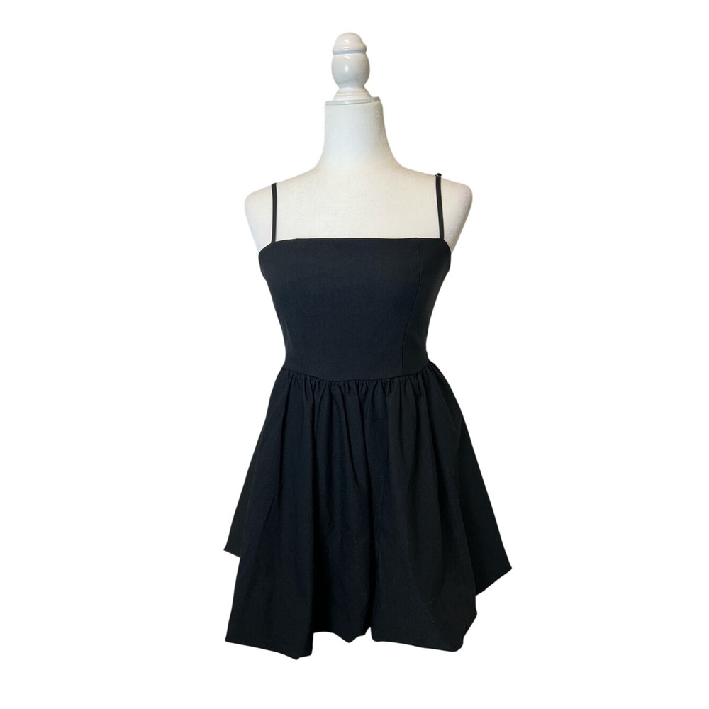 Blue Blush Black‎ Bubble Skirt Mini Dress Size Medium Square Neck Strappy LBD